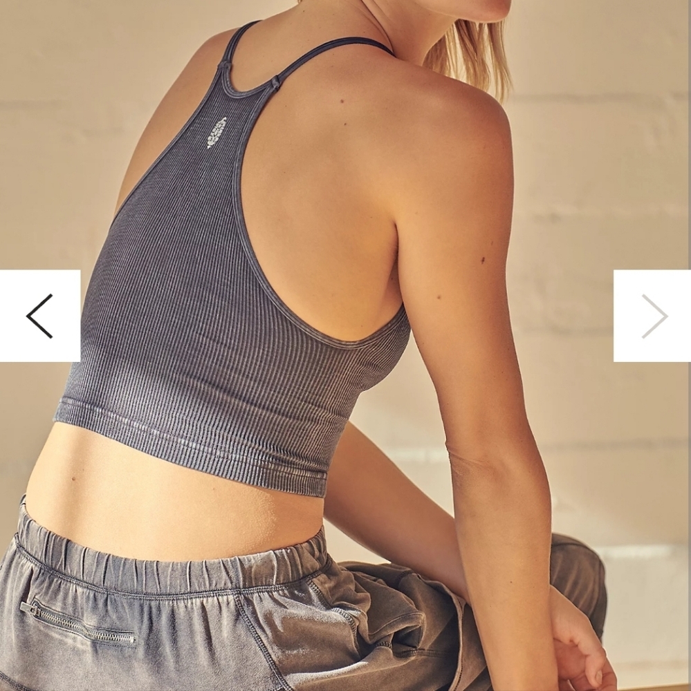 FP Movement by Free People Happiness Runs Crop Tank Washed Black Sz M/L - Picture 5 of 5
